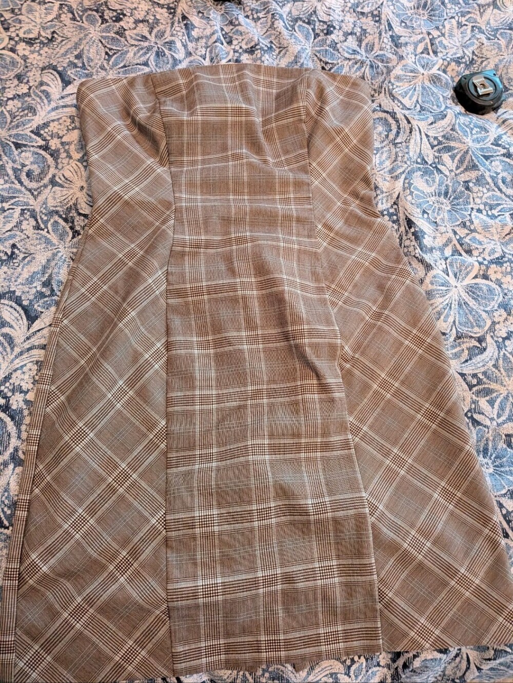 BCX Vintage Plaid Strapless Dress